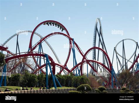 Shambhala And Dragon Khan Roller Coasters At Port Aventura World Spain