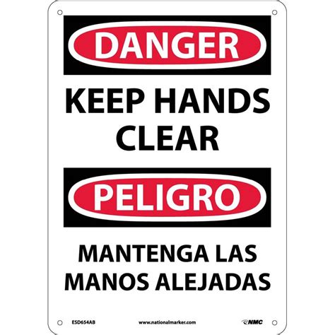 Nmc Esd Danger Keep Hands Clear Sign Bilingual X