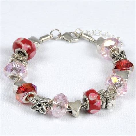 Valentines Day Wish Bracelet Pink And Red Beads With Etsy Pink