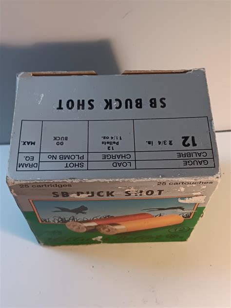 Vintage Lellie Bellot SB BUCK SHOT 25 Cartridges 12 Gauge Shotgun