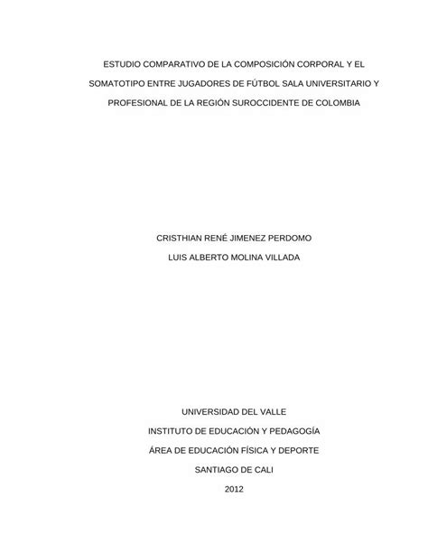 Pdf Estudio Comparativo De La Composici N Corporal Y El Somatotipo