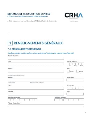 Remplissable En Ligne Renseignements G N Raux Portail De L Ordre