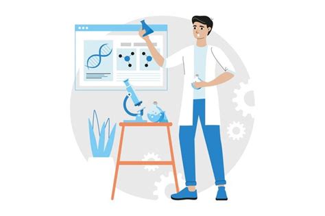 Concepto Azul De Laboratorio De Ciencia Con Escena De Personas En El