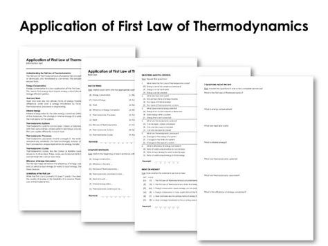 Application Of First Law Of Thermodynamics Teaching Resources