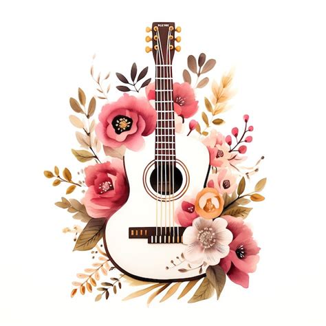 Premium Ai Image Beautiful Pink Guitar Clipart Illustration