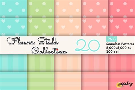 Flower Stalk Collection Patterns Set Graphic by Aeedzyarts888 ...