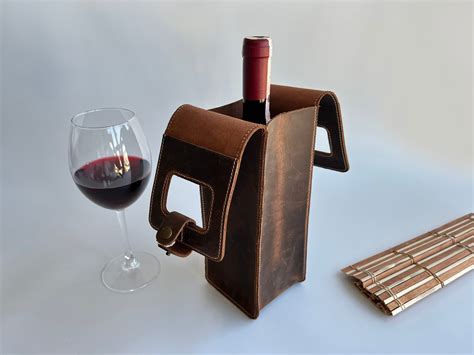 Personalized Leather Wine Bag Custom Wine Bottle Holder Genuine Leather Wine Bagcustom