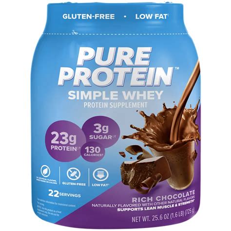 Pure Protein Rich Chocolate 100 Natural Whey Protein Shop Diet And Fitness At H E B