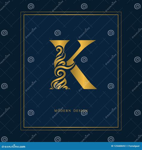 Gold Elegant Letter K Graceful Royal Style Calligraphic Beautiful