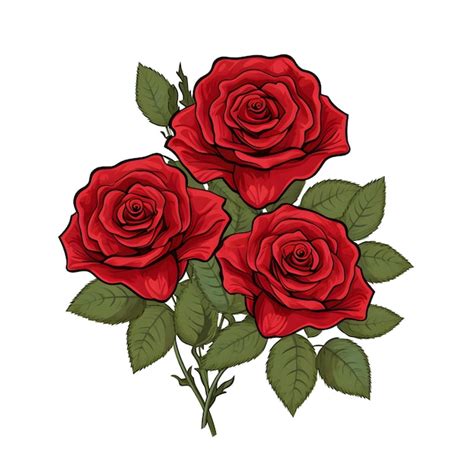 Ilustração de rosas vermelhas isoladas em um fundo branco belo clipart