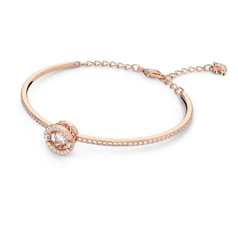 Bracelet Jonc Swarovski Sparkling Dance Coupe Ronde Blanc Placage De Ton Or Rosé