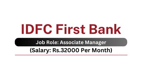 Idfc First Bank Is Hiring Work From Office Associate Manager Job