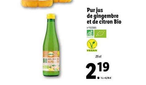 Promo Solevita Pur Jus De Gingembre Et De Citron Bio Chez Lidl