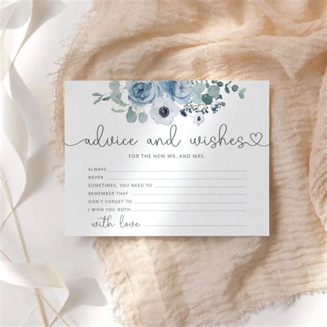 Dusty Blue Advice And Wishes Bridal Shower Card Zazzle