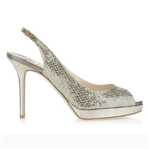 Jimmy Choo Clue Peep Toe Slingback Heels In Champagne Gem