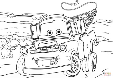 Cars Tow Mater Coloring Sheet - clowncoloringpages