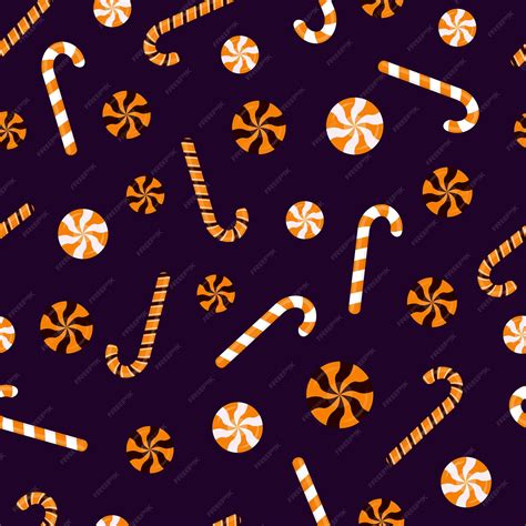 Premium Vector Halloween Candy And Lollipop Cane Vector Seamless Pattern