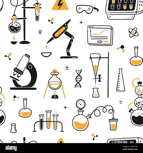 Science Biology Chemical Experiment Lab Seamless Pattern Chemical