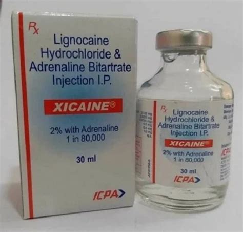 Xicaine Lignocaine Hydrochloride Adrenaline Bitartrate Injection