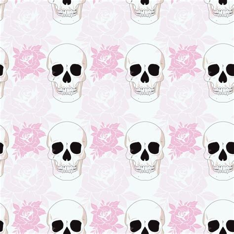 Premium Vector Woodcut Skulls And Roses Seamless Vector Pattern Design