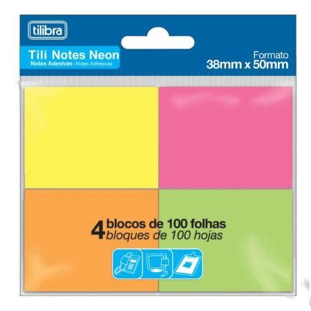 Bloco Adesivo Tilibra Neon 4 Cores Tili Notes 38X50mm 286257