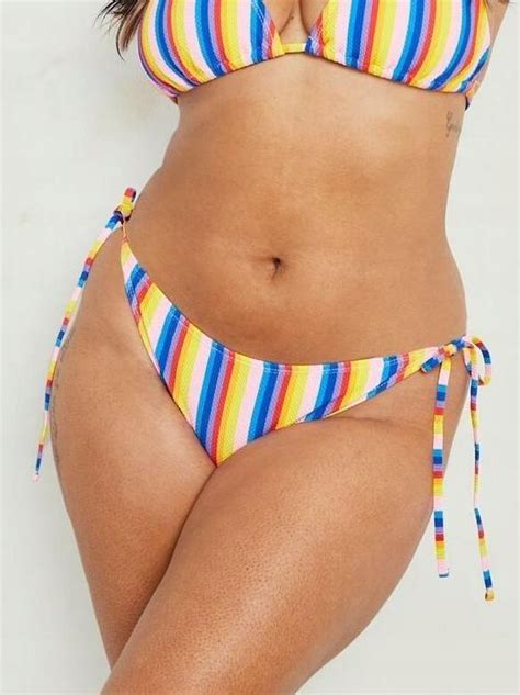 Boohoo dcb kontrast tekstura wiązanie dół paski od bikini 52 NG2 Ceny