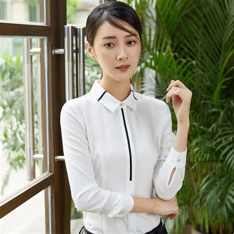 Elegant White Office Ladies Work Wear Ol Style Blouses And Shirts