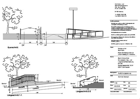 Schnitt Rampen Einfeldsporthalle Nidderau Architekturobjekte