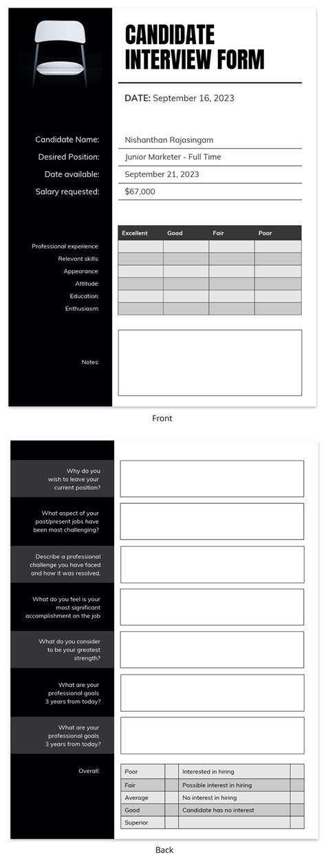 Sample Interview Form Template The Document Template