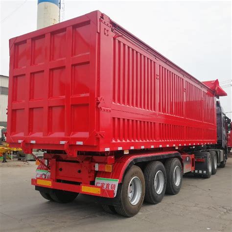 3 Axles 60 Tons 80t Semi Trailer End Dump Truck Capacity - China Dump ...