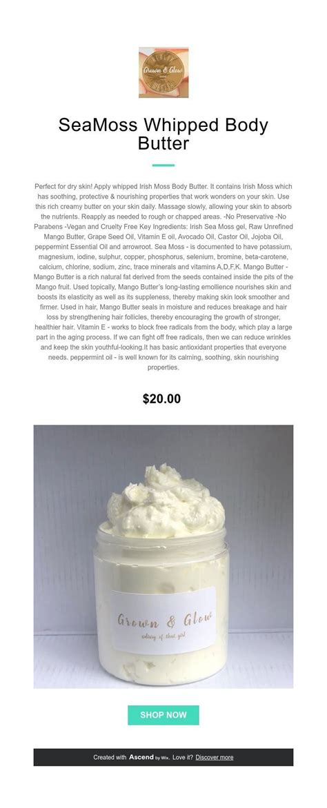 Seamoss Whipped Body Butter Diy Body Butter Body Butter Recipe