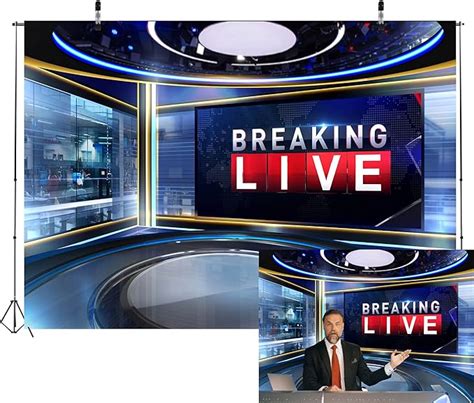 Amazon CORFOTO Fabric 7x5ft News Broadcast Backdrop TV Show