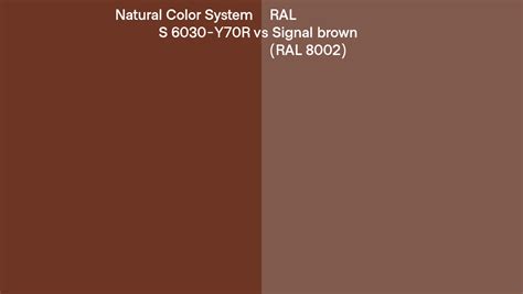 Natural Color System S 6030 Y70r Vs Ral Signal Brown Ral 8002 Side By