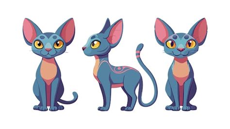 Premium Vector Colorful Cartoon Sphynx Cat Illustrations In Three