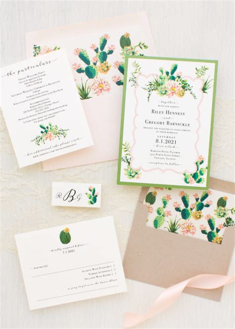 Blush Cactus Wedding Invitations Desert Wedding Beacon Lane