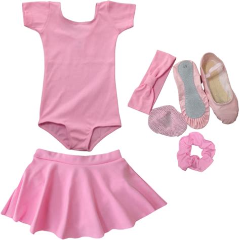 Kit Roupa De Ballet Infantil Itens Uniforme Traje Bal Rosa S M