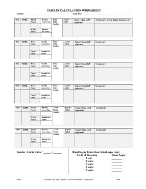 Insulin Calculation Worksheet