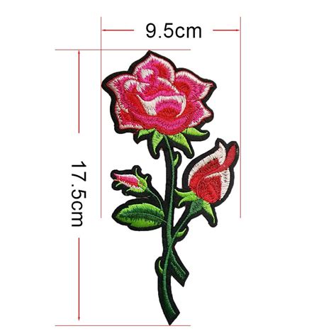 Clothing Applique Zhutousan 3pcs Red Flowers Embroidered Patches Iron