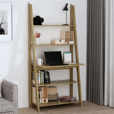 Tarvie Wooden Ladder Style Computer Desk In Oak | Furniture in Fashion