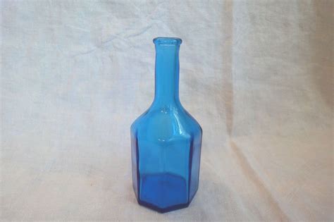 S Vintage Blue Wheaton Nj Glass Bottle Octagon Sided Bottles For