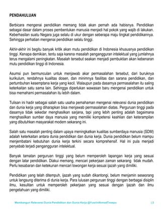 Membangun Relevansi Dunia Pendidikan Dan Dunia Kerja Pdf