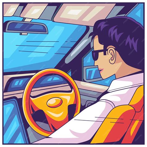 Premium Vector Hand Drawn Self Driving Car Illustration