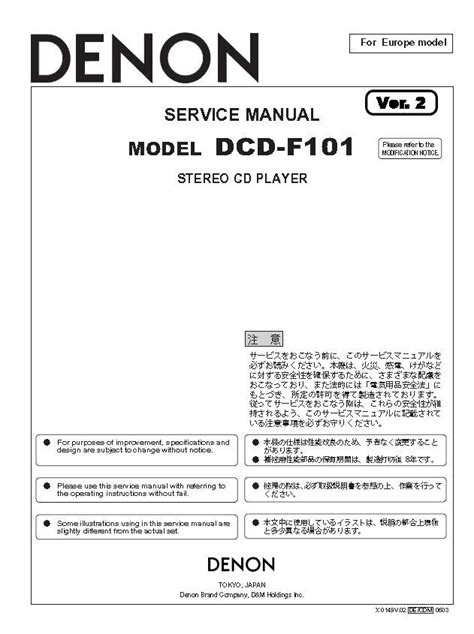 Denon DCD F101 Ver 2 Service Manual PDF SBTDN2036