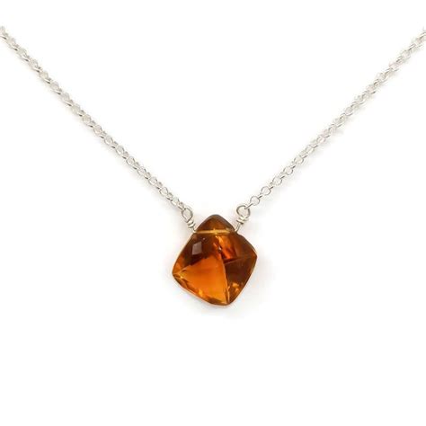 Sterling Silver Madeira Citrine Solitaire Necklace Naked Gemstone