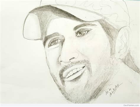 Pencil Sketch Of MS Dhoni By Dr Santhosh Desi Painters