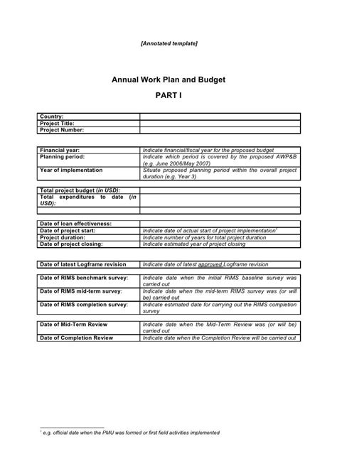 Annual Work Plan Template Hq Template Documents