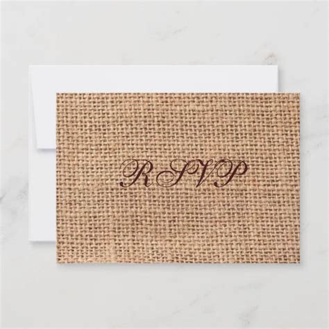 Rustic Country Burlap Wedding Rsvp Cards Zazzle