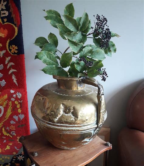 Antique Brass Garden Planters Pots Demijohn Carboy French Country Milk