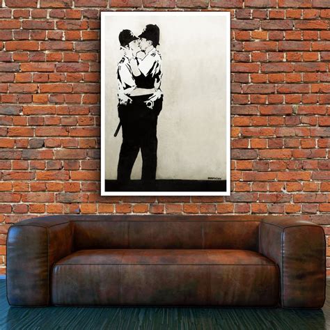 Kissing Coppers, Brighton | Banksy Street Art Poster | Just Posters