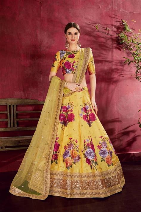 Yellow Embroidered Silk Semi Stitched Lehenga Payal Creation 3268841